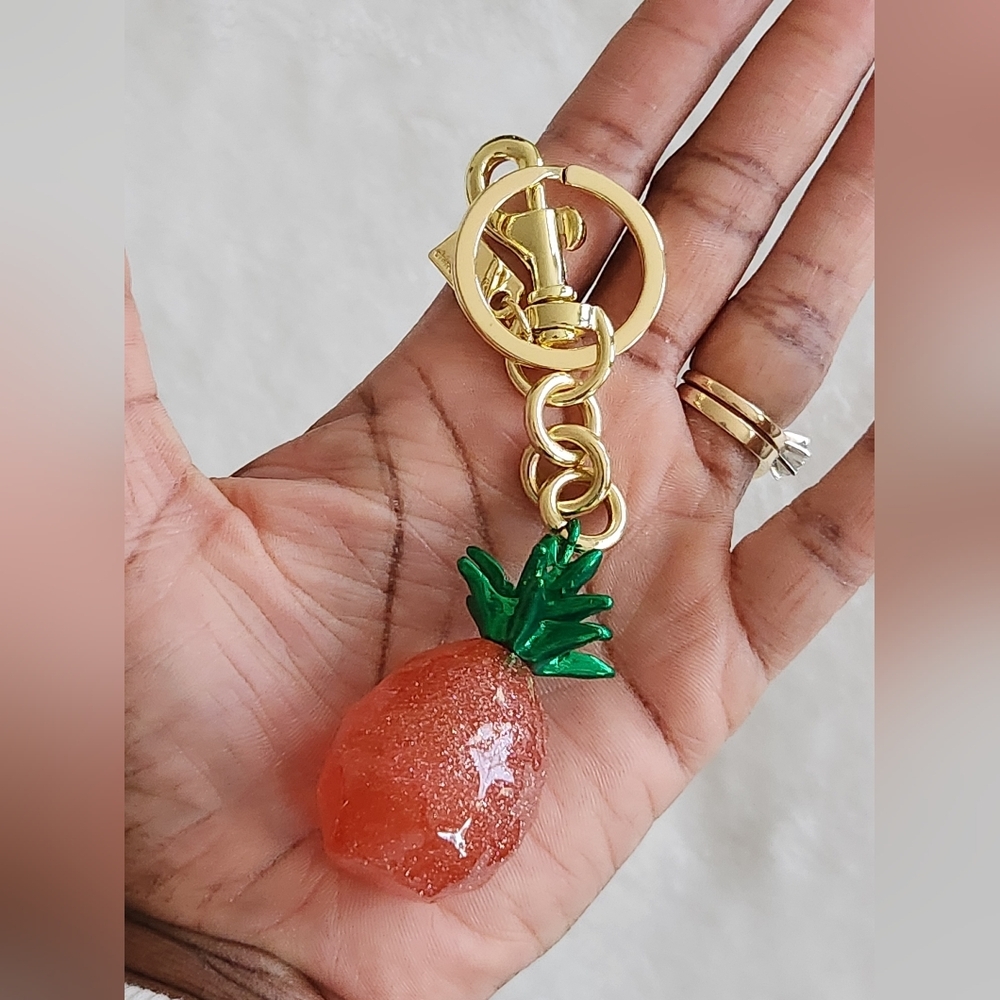 Gold and Pink Pineapple Keychain Beautiful Bag Charm - Picture 6 of 6